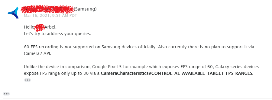 Samsung response